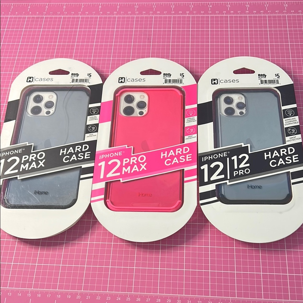 iPhone 12 Pro Max Hard Case - Pink, Gray, and Black by iHome